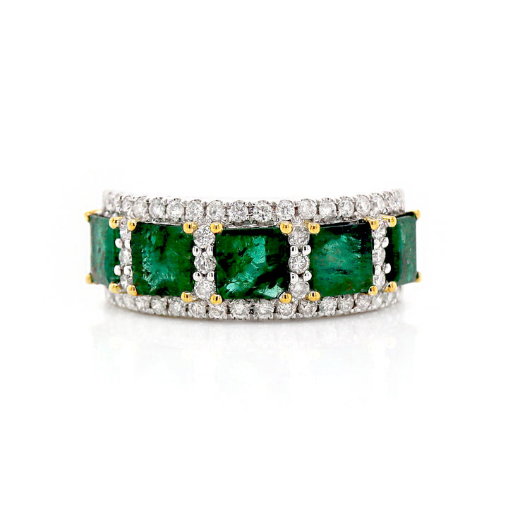 Platinum PT950 Emerald And Diamond Ring