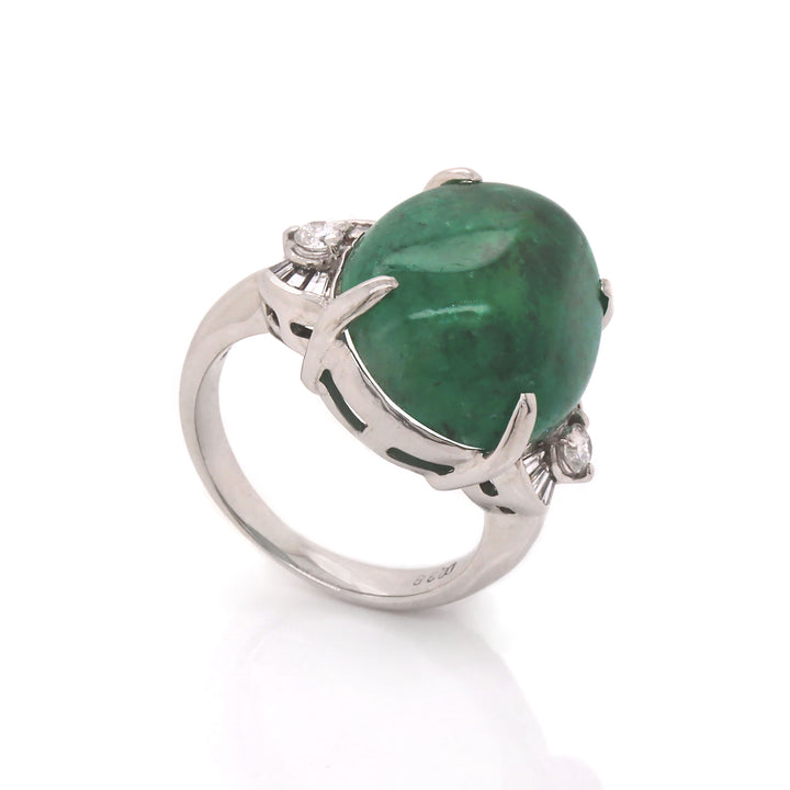 Platinum Emerald And Diamond Cocktail Ring