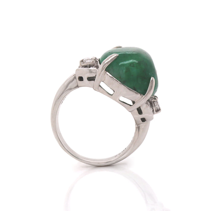 Platinum Emerald And Diamond Cocktail Ring