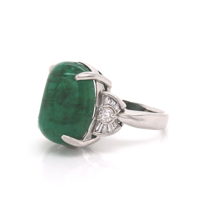Platinum Emerald And Diamond Cocktail Ring