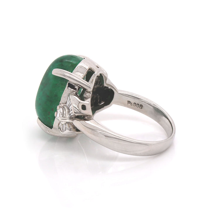 Platinum Emerald And Diamond Cocktail Ring