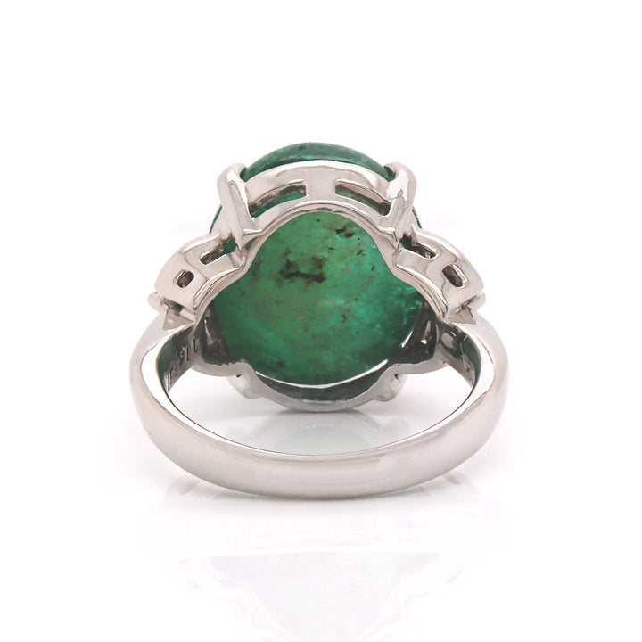 Platinum Emerald And Diamond Cocktail Ring