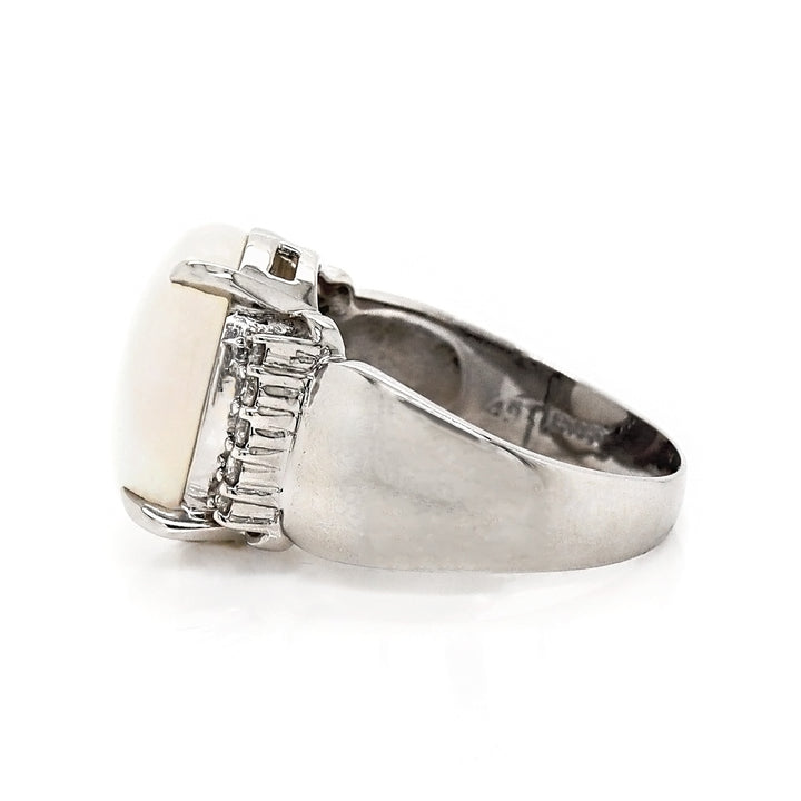 Platinum Opal And Diamond Cocktail Ring