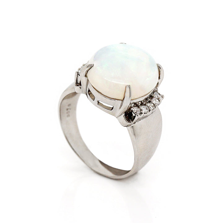 Platinum Opal And Diamond Cocktail Ring