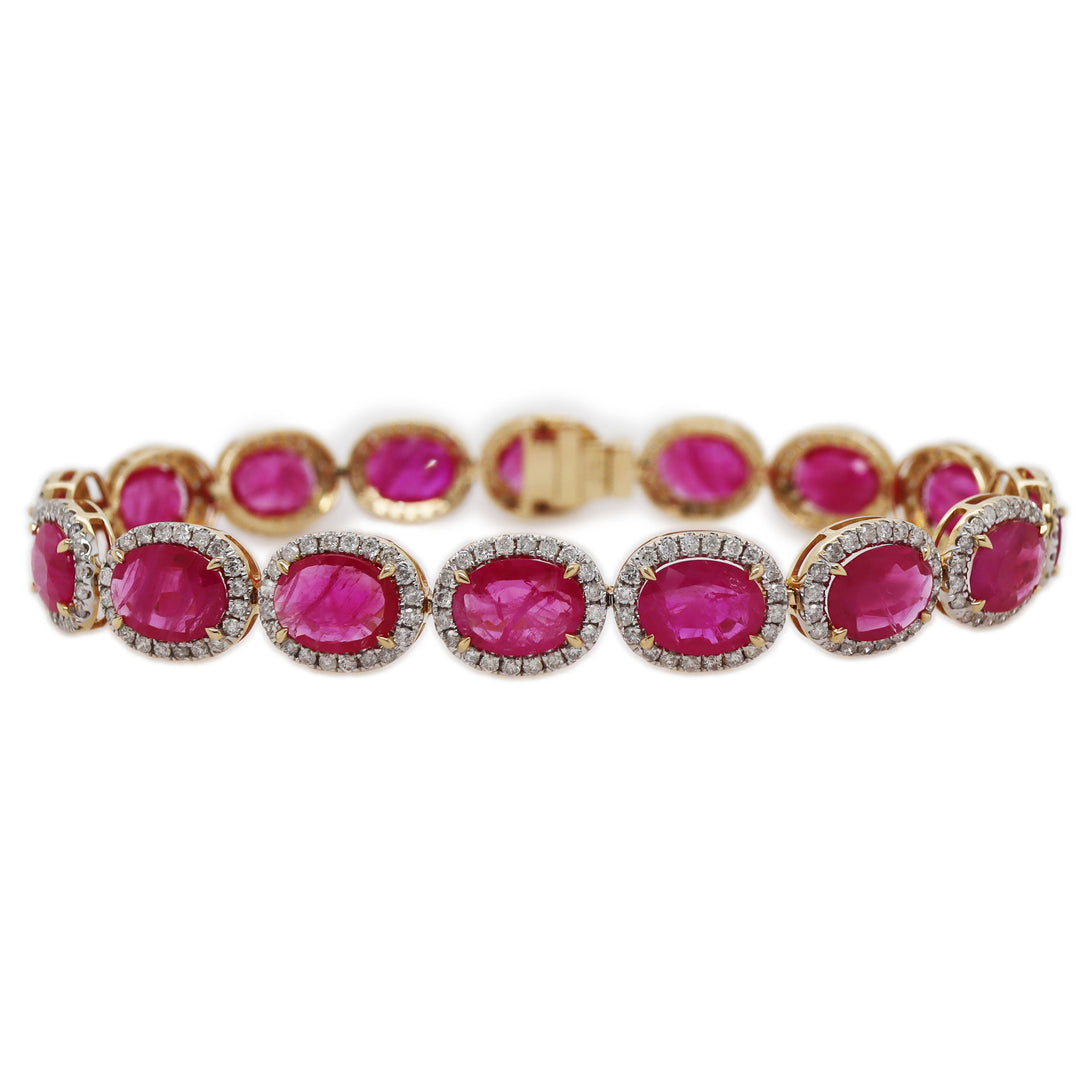 14CT Rose Gold Ruby And Diamond Bracelet