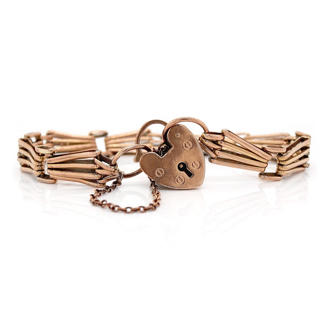 9CT Rose Gold Vintage Gate Chain Bracelet