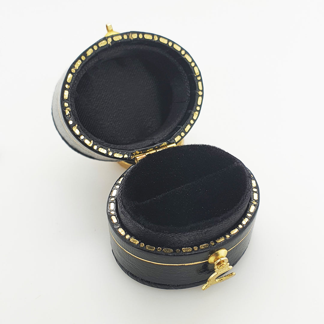 Antique Inspired Leatherette Black Gold Oval Ring Box