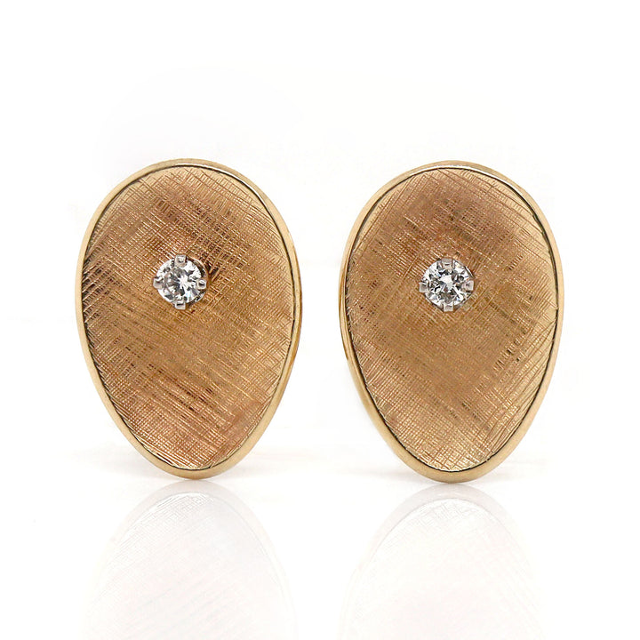 14CT Yellow Gold Vintage Diamond Clip Earrings