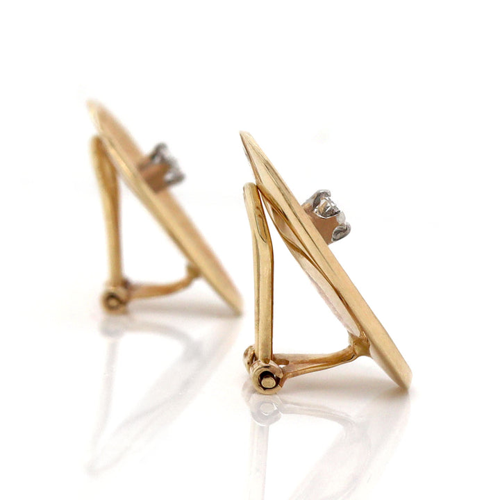 14CT Yellow Gold Vintage Diamond Clip Earrings
