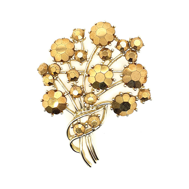 Vintage Weiss Gold Tone Metallic Floral Brooch - C.1960s