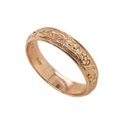 9CT Rose Gold Vintage Engraved Wedding Band Ring