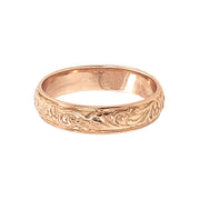 9CT Rose Gold Vintage Engraved Wedding Band Ring