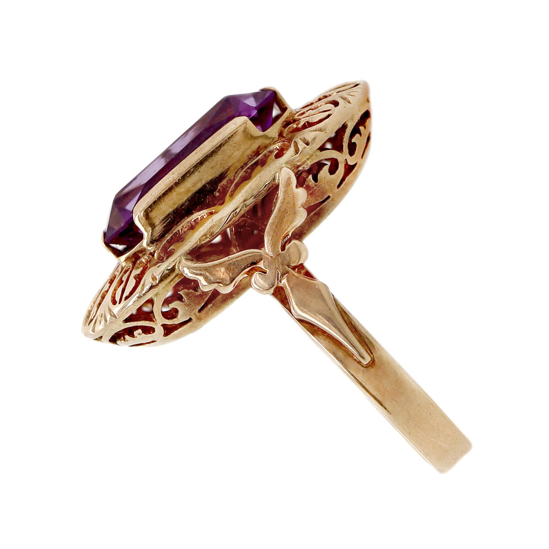 14CT Rose Gold Vintage c.1950s Alexandrite Sapphire Cocktail Ring