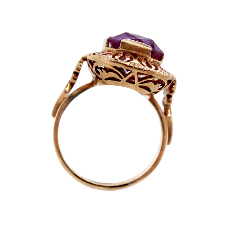 14CT Rose Gold Vintage c.1950s Alexandrite Sapphire Cocktail Ring