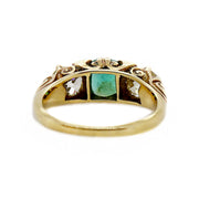 18CT Yellow Gold Antique Emerald & Old European Cut Diamond Ring