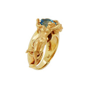 18CT Yellow Gold Vintage Naked Maiden Topaz Art Deco Cocktail Ring
