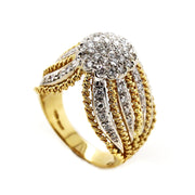 18CT Yellow & White Gold Art Deco Dome Diamond Cocktail Ring