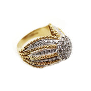 18CT Yellow & White Gold Art Deco Dome Diamond Cocktail Ring