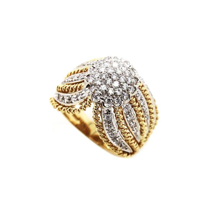 18CT Yellow And White Gold Art Deco Diamond Cocktail Ring