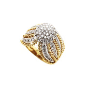 18CT Yellow & White Gold Art Deco Dome Diamond Cocktail Ring