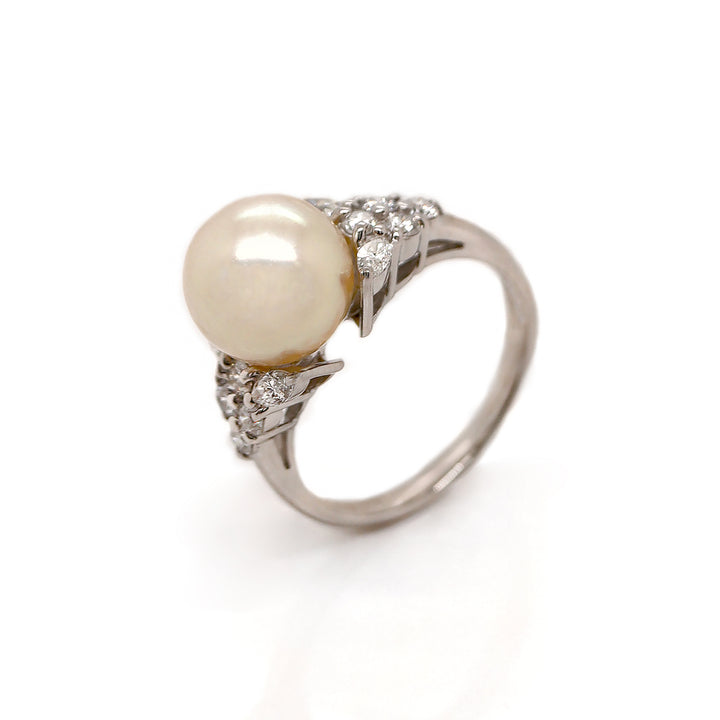 Platinum South Sea Pearl And Diamond Dress Ring