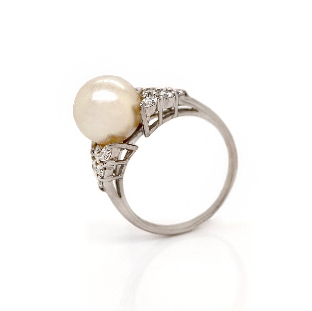 Platinum South Sea Pearl And Diamond Dress Ring