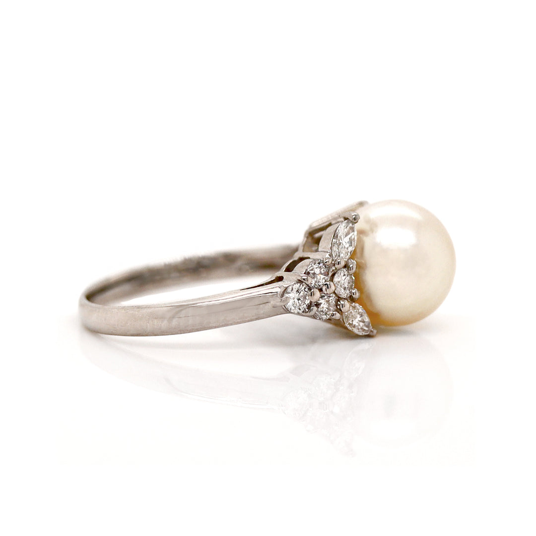 Platinum South Sea Pearl And Diamond Dress Ring