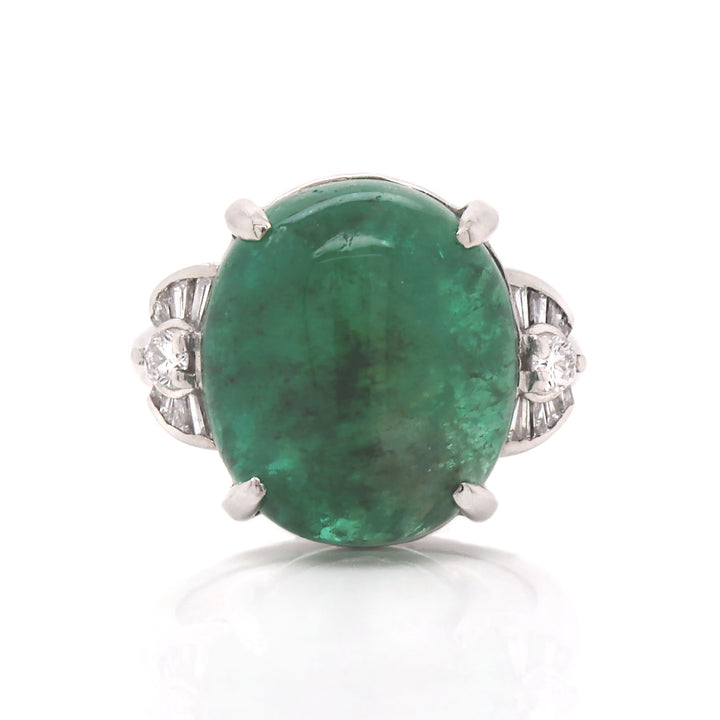 Platinum Emerald And Diamond Cocktail Ring