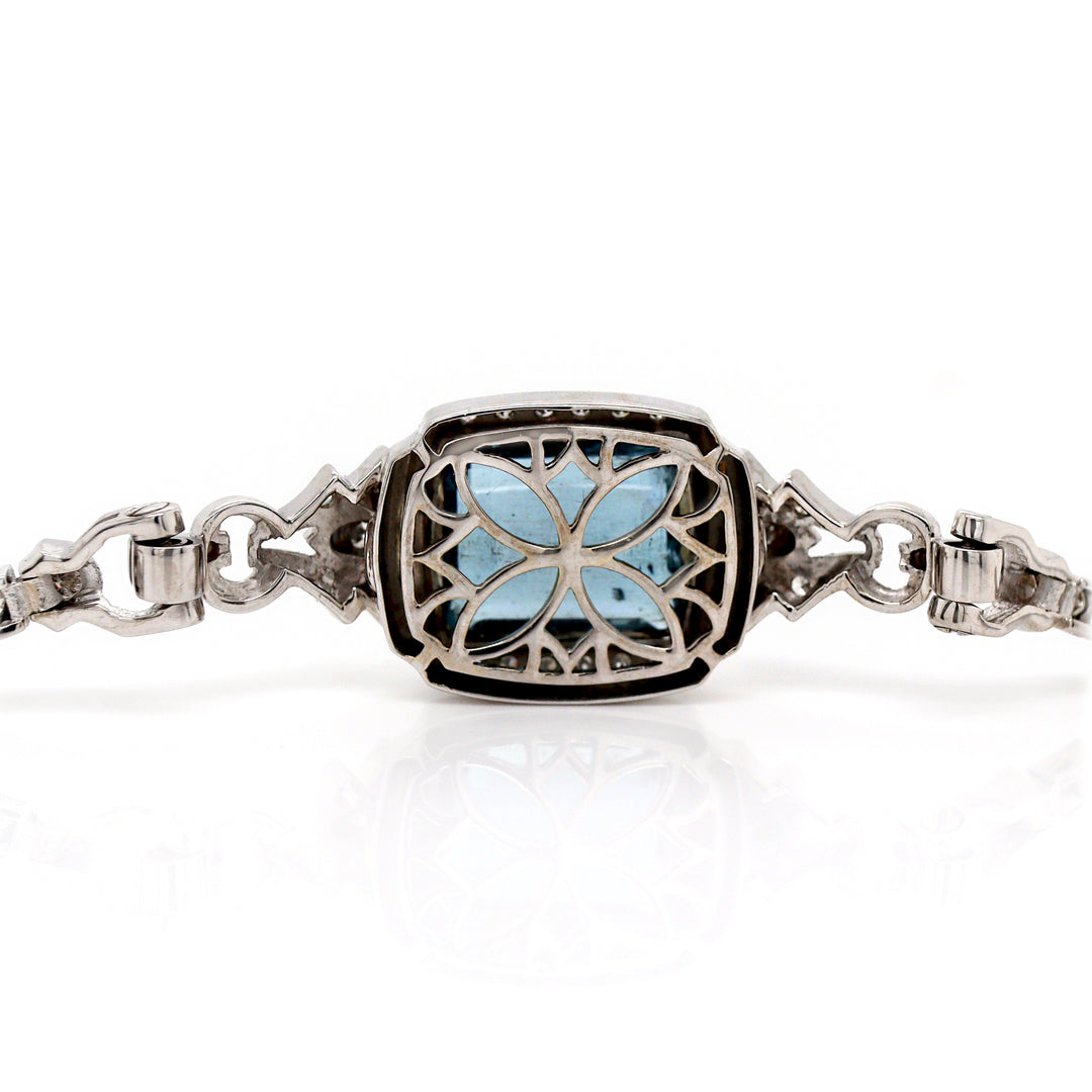 14CT White Gold Aquamarine And Diamond Bracelet