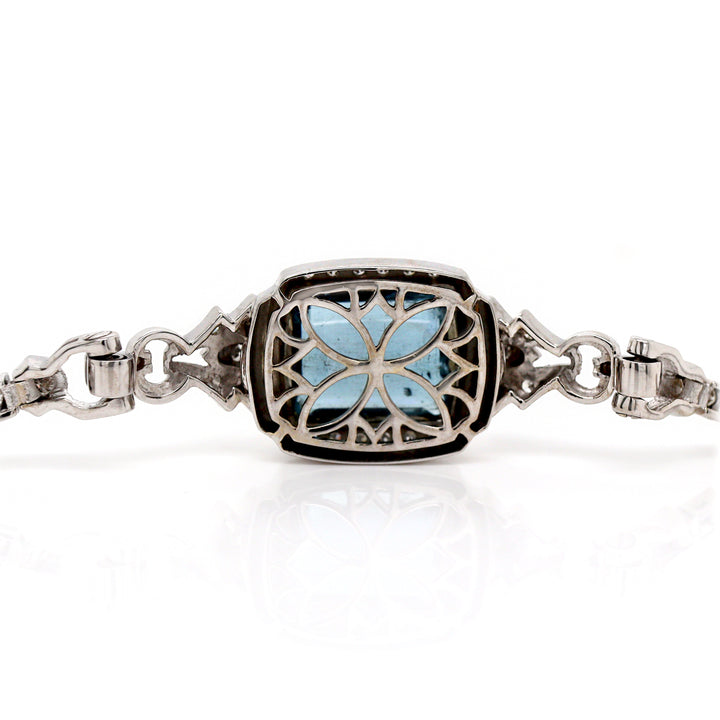 14CT White Gold Aquamarine And Diamond Bracelet