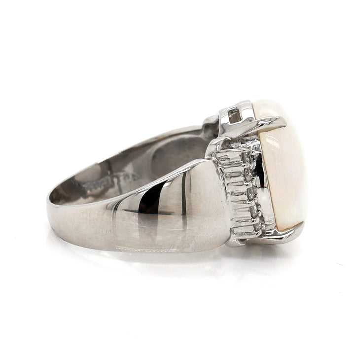 Platinum Opal And Diamond Cocktail Ring