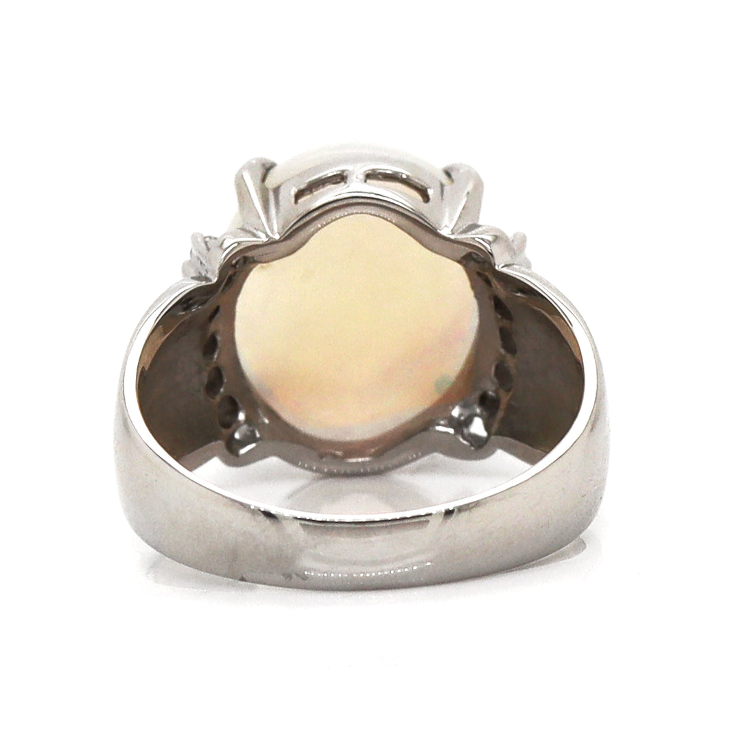 Platinum Opal And Diamond Cocktail Ring