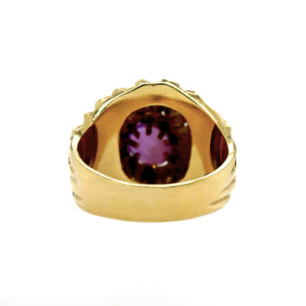 18CT Yellow Gold Star Sapphire And Diamond Cocktail Ring