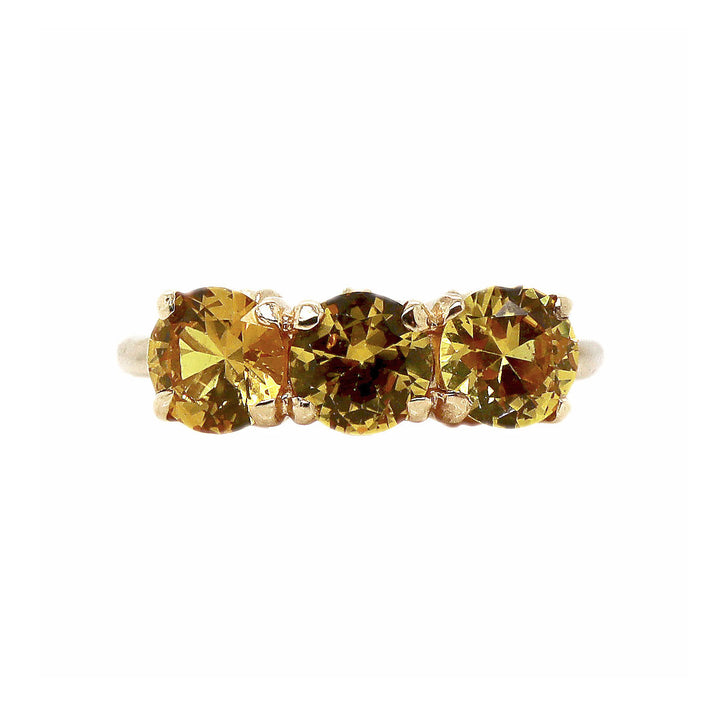 9CT Yellow Gold Fancy Yellow Sapphire Trilogy Ring