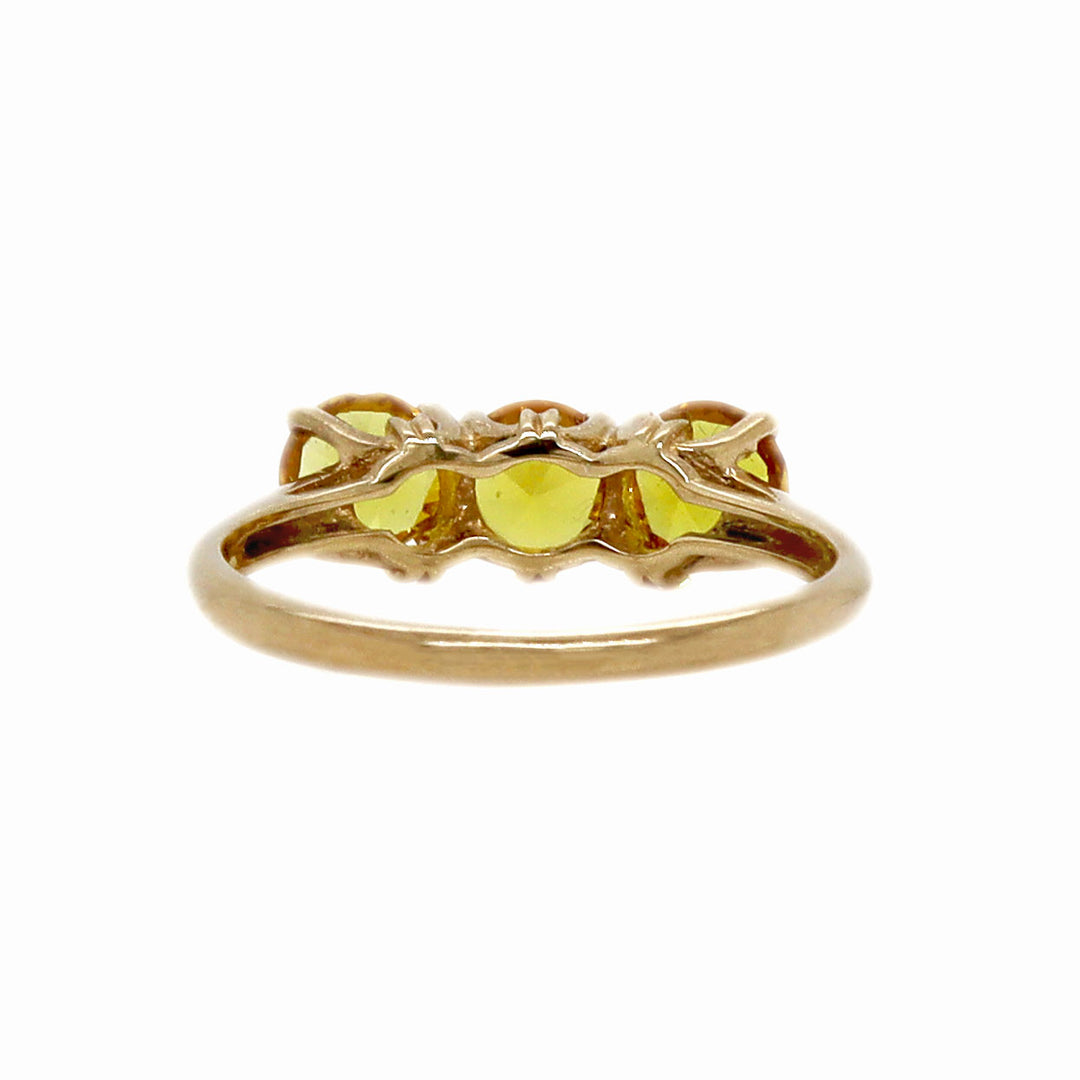 9CT Yellow Gold Fancy Yellow Sapphire Trilogy Ring