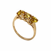 9CT Yellow Gold Fancy Yellow Sapphire Trilogy Ring