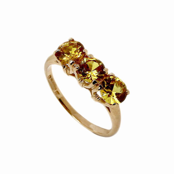 9CT Yellow Gold Fancy Yellow Sapphire Trilogy Ring