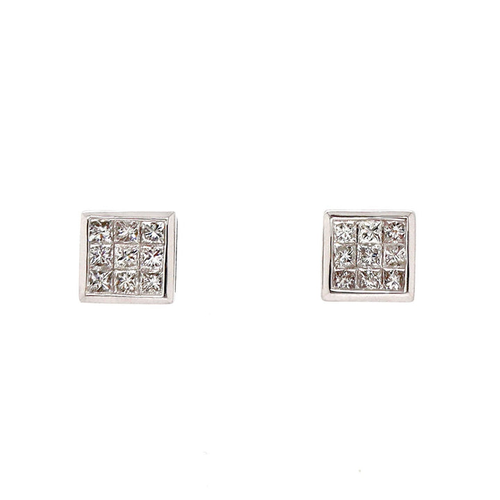 10CT WHITE GOLD DIAMOND CLUSTER EARRINGS