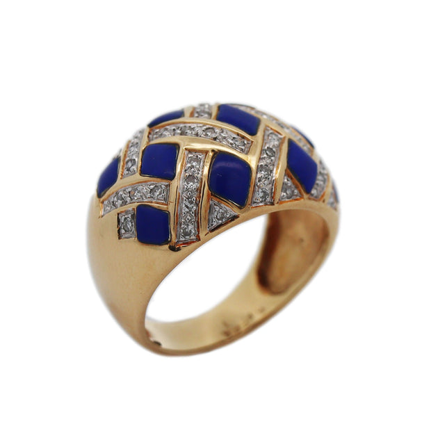 18CT Yellow Gold Lapis Lazuli & Diamond Ring