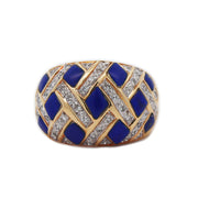 18CT Yellow Gold Lapis Lazuli & Diamond Ring