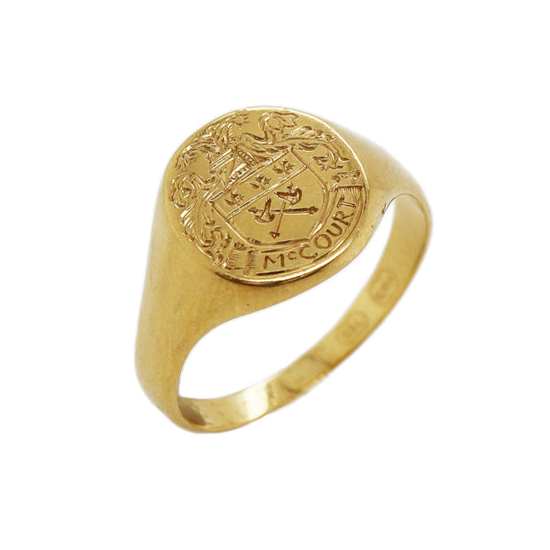 Yellow Gold McCourt Family Crest Signet Ring