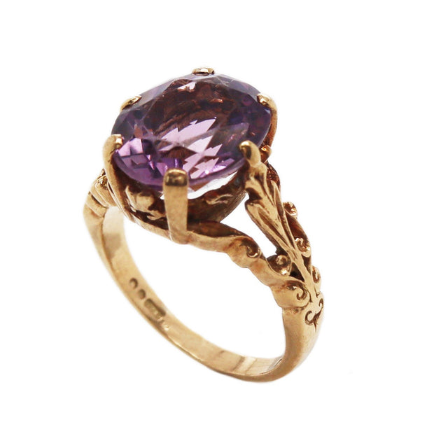 9CT Yellow Gold Antique Amethyst Ring
