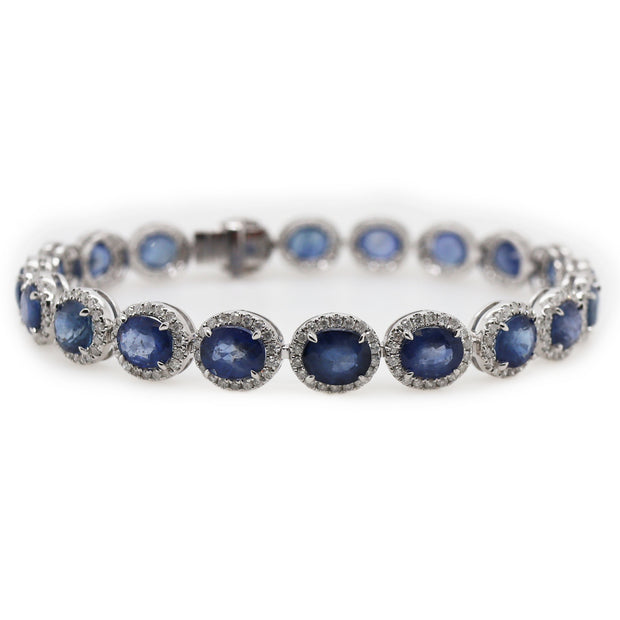 14CT White Gold Sapphire & Diamond Bracelet