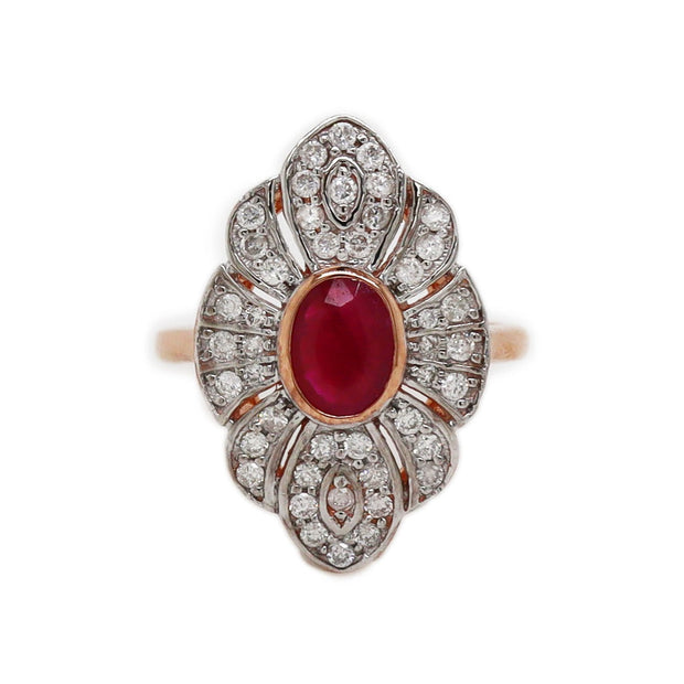 14CT ROSE GOLD RUBY AND DIAMOND RING