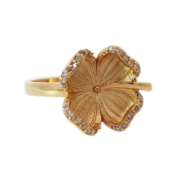 18CT Yellow Gold Diamond Blossom Ring