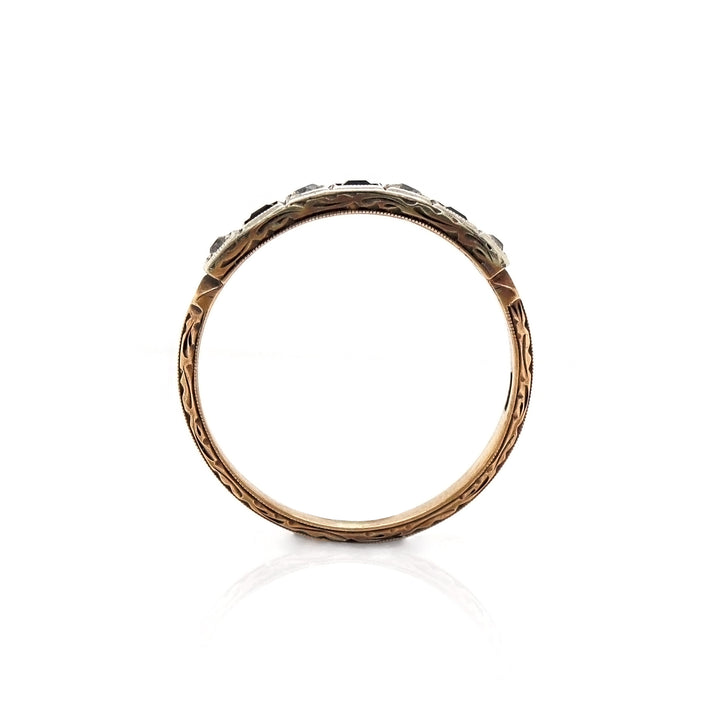 9CT Yellow And White Gold Sapphire With Diamond Vintage Half Eternity Ring