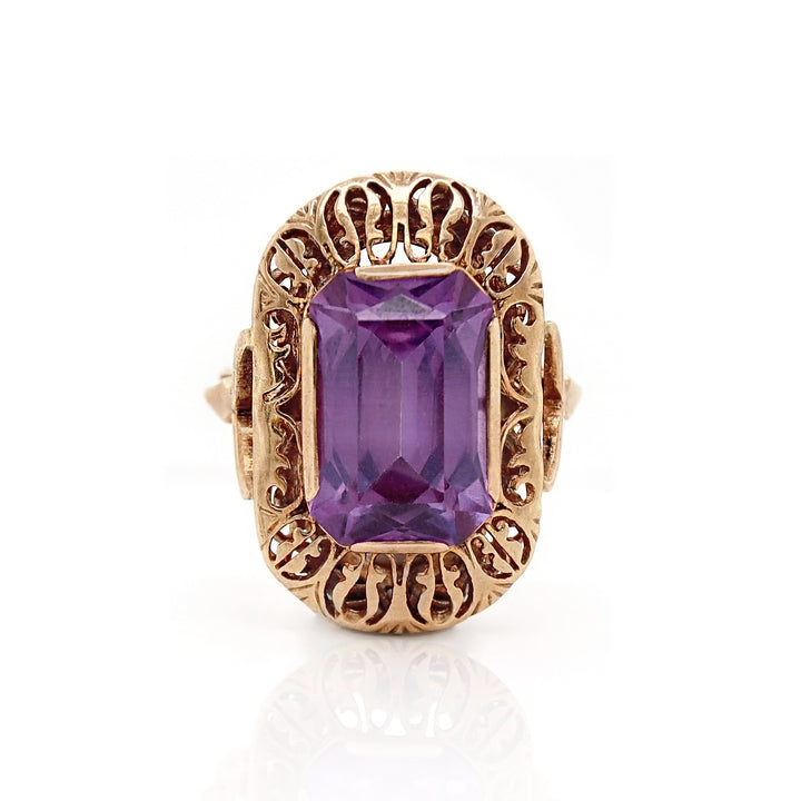 14CT Rose Gold Vintage c.1950s Alexandrite Sapphire Cocktail Ring