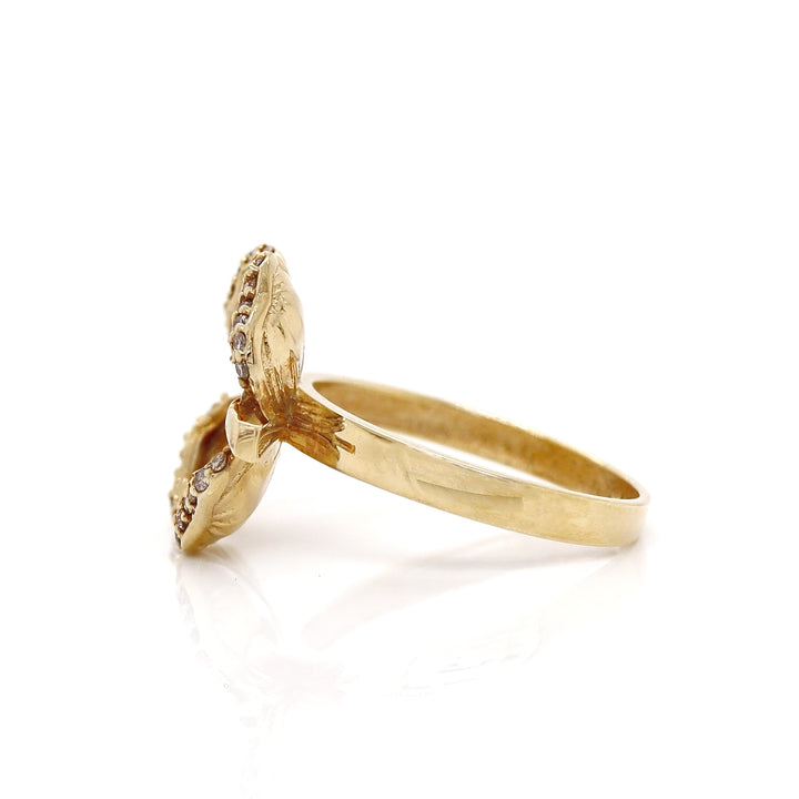 18CT Yellow Gold Diamond Flower Ring