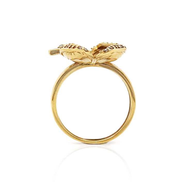 18CT Yellow Gold Diamond Flower Ring