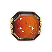 14CT Tri-colour Gold Carnelian Carved Intaglio Ring C.1930